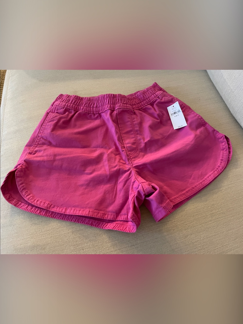 Girl's Pink Elastic-Waist Comfort Shorts S (6-7)